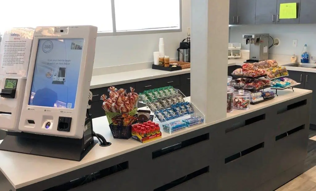 Self-checkout micro market for a Phoenix workplace breakroom